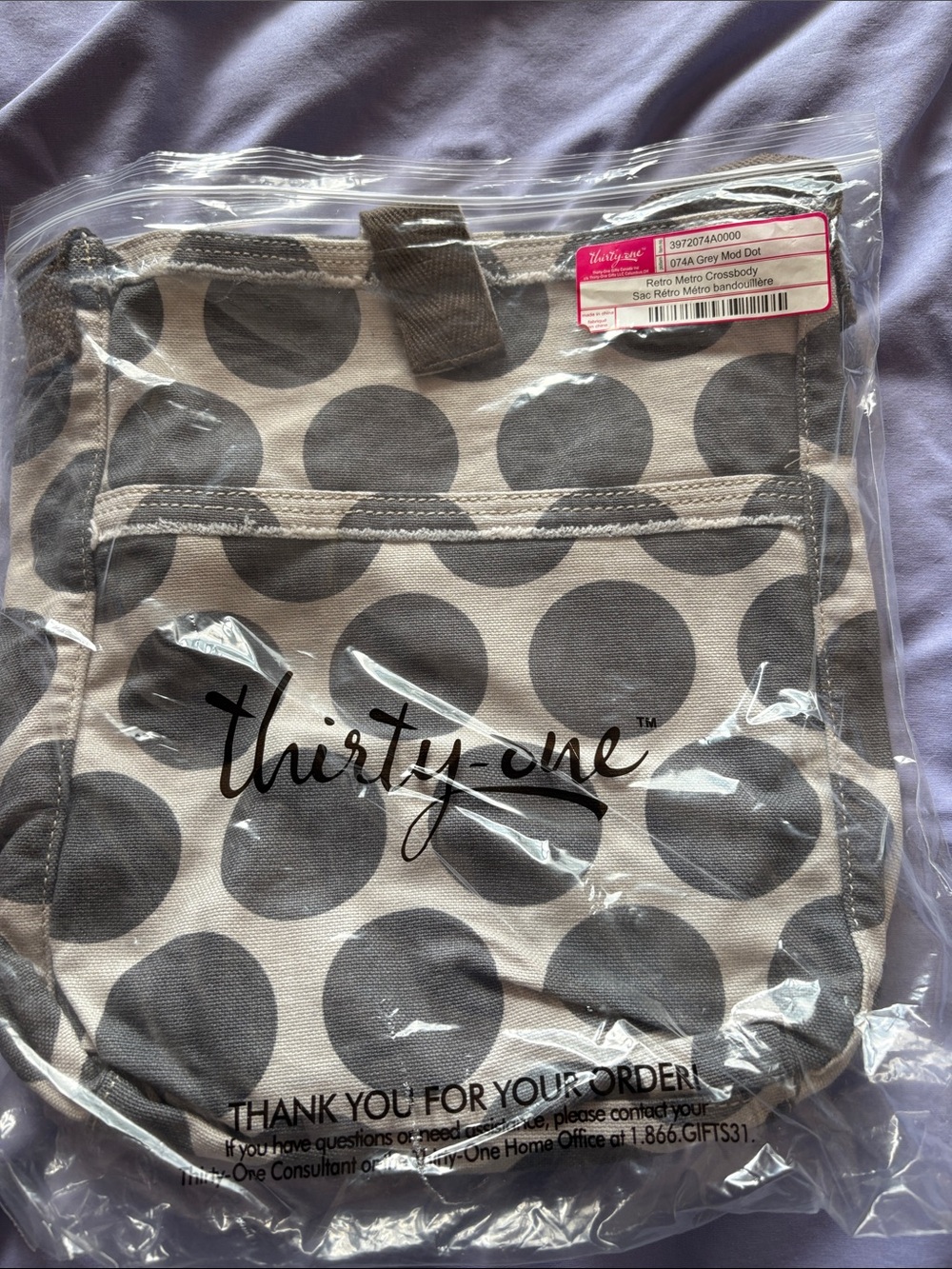 thirty-one Grey Mod Dot Retro Metro Crossbody